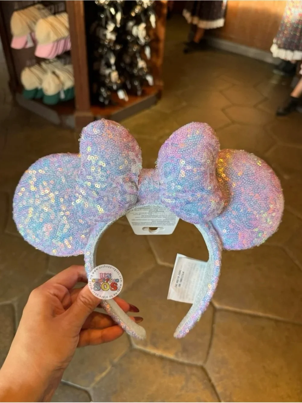 Disney Iridescent Lavender-Pink Sequin Minnie Ears Headband